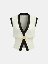 Contrast Trim Knit Vest and Midi Skirt Set